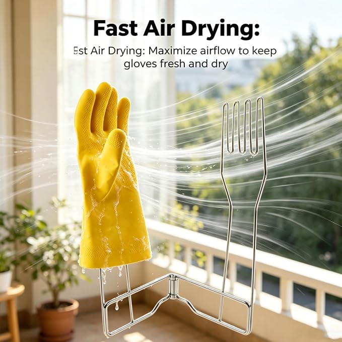 Stainless Steel Glove Holder | Collapsible Dish Rack Stand Organizes Dish Gloves, Fits Rubber Gloves For Dishwashing