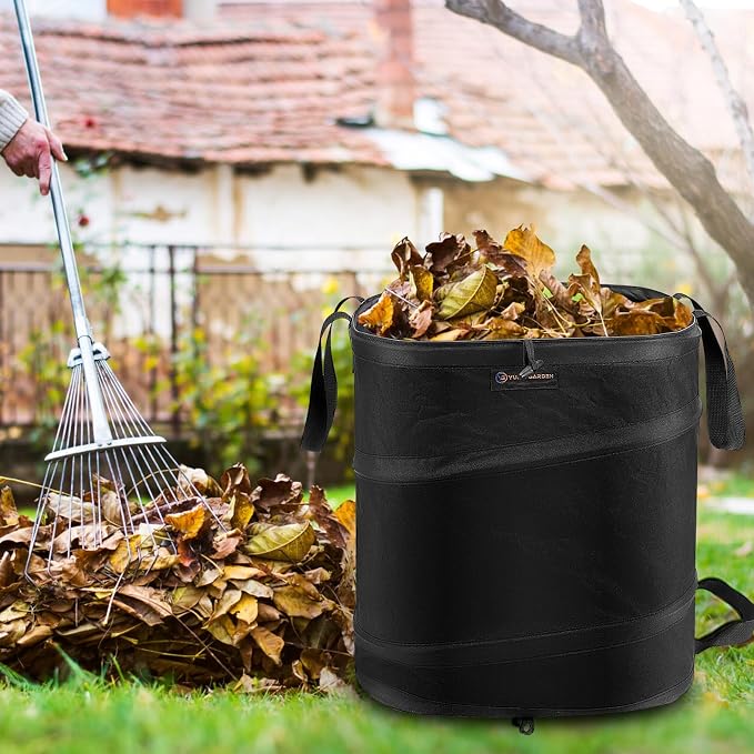 YUDI & GARDEN 19 Gallon Square Collapsible Yard Waste Bin | Collapsible Trash Can for Collecting Weeds, Leaf, Yard, Camping and Party Waste