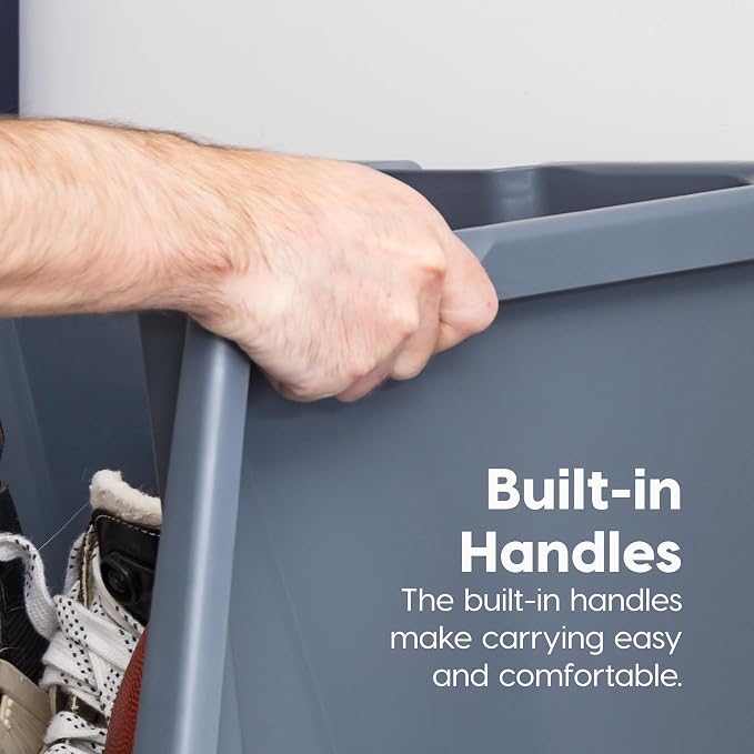 IRIS USA Jumbo Open Front Storage Bin, Gray | Organize tools, hardware, sporting goods, and household items with durable construction and space-saving vertical storage
