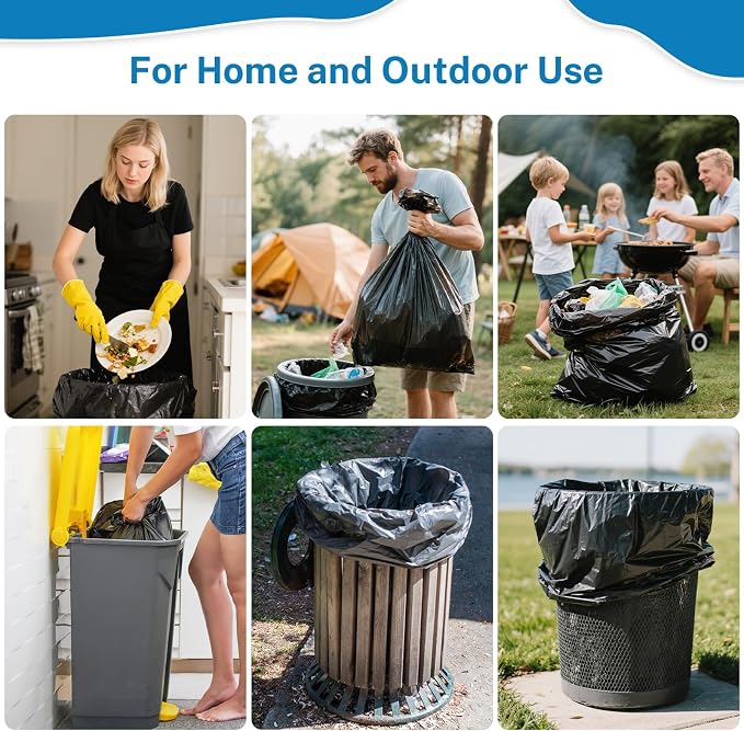 Heavy Duty Trash Bags 55-60 Gallon, Black - 150 Count Bulk Pack | 40" x 54" | Durable & Tear-Resistant Garbage Bags for Home, Commercial, Construction & Outdoor Use | Made in USA