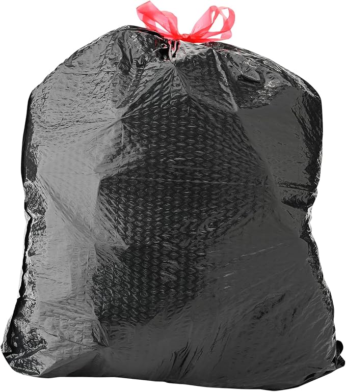 Amazon Basics 30 Gallon Flextra Strength Multipurpose Drawstring Trash Bags,20% Post Consumer Recycled Material,Tear Resistant,Black,(Pack of 300)