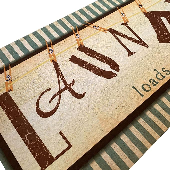 Vintage Laundry Room Floor Mat Non Skid Rubber Waterproof Farmhouse Laundry Room Rug Runner, 20''×59''