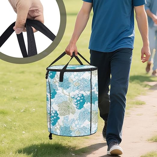 BIGCARJOB Leaves Grape Foldable Trash Can Outside Waste Basket Bin Water Resistant Garbage Bag 22.83x17.71 Recycling Bin Trash Can with Lid and Clip(23 Gallons)