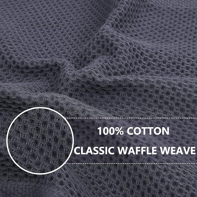 Homaxy 100% Cotton Waffle Weave Kitchen Dish Towels 6-Pack, Mixed Color | 13 x 28 Inches, Ultra Soft Absorbent Dish Towels, Quick Drying Cleaning Towels
