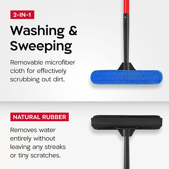 Tyroler Window Squeegee with Extension Pole 1-12.5ft | Window Cleaner Tool | | 10-Part Windows Washing Kit with Extension Pole | Professional Telescopic Window Squeegee for Home & High Glass
