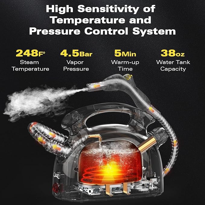 Waitbird Handheld Steam Cleaner & Steamer for Home, 275°F High-Temp Steam | 21 Accessories| Natural For Floor, Car, Wall, Grout & Kitchen Bathroom| 4.5 Bar High Pressure| Safety Lock | Steam mop