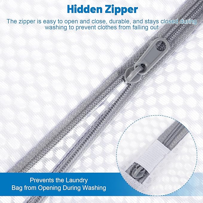 4-Pack Durable Honeycomb Mesh Laundry Bags for Delicates, 12 x 16 Inches | 120gsm Honeycomb Mesh, Sturdy Zipper, Protect Delicates, Reusable, Washer & Dryer Safe, For College, Dorm, Home and Travel