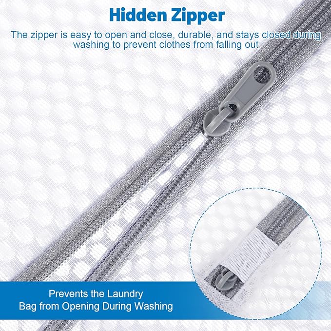3-Pack Durable Honeycomb Mesh Laundry Bags for Delicates, M + L + XL | 120gsm Honeycomb Mesh, Sturdy Zipper, Protect Delicates, Reusable, Washer & Dryer Safe, For College, Dorm, Home and Travel
