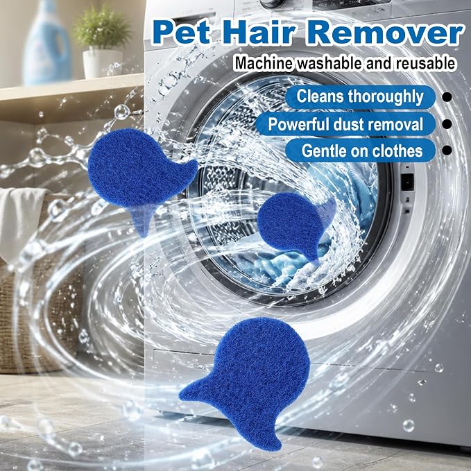 4pcs Pet Hair Removers for Laundry, Reusable Dog & Cat Washer Hair Removers Effectively Removes Pet Lint Tool for Clothes Washing Machines and Dryers