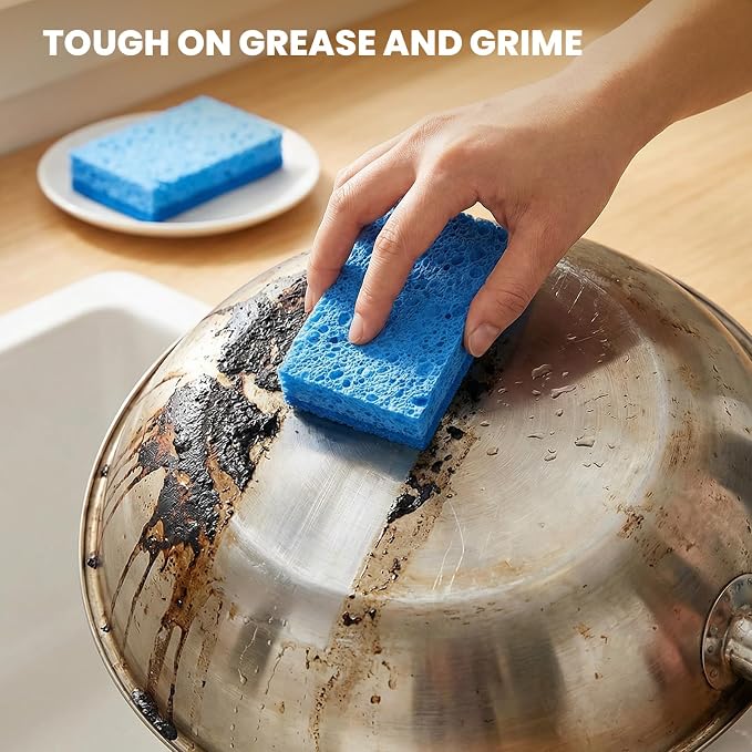 Metflavor Kitchen Sponges, 12 Count, Dual-Sided Non-Scratch Scrub Sponge | Dish Scrubber, All-Purpose Cleaning