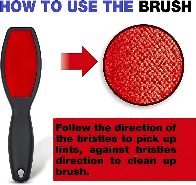 2 Pack Double-Sided Lint Brushes – Pet Hair Remover for Clothes, Furniture & Carpet – Reusable Brush for Cat & Dog Fur – Red Portable Lint Removal Tool for Fabric, Clothing, Upholstery