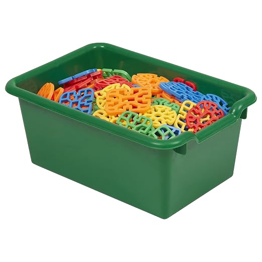 ECR4Kids Scoop Front Storage Bin, Multipurpose Organization, Assorted, 5-Piece | Durable plastic, GREENGUARD Gold Certified, 1.2 gallon capacity, lightweight & nestable, built-in handle, classroom/home use