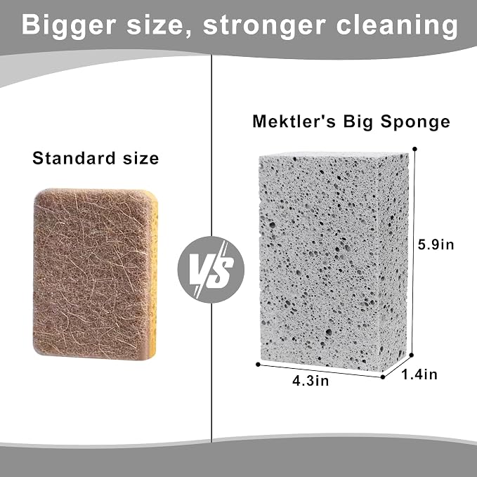 Extra Large Cellulose Kitchen sponges, 5.9" x 4.3" x 1.4", 2-Pack | Natural Cellulose Sponges for Cleaning & Household, Non-Scratch, Reusable and Biodegradable