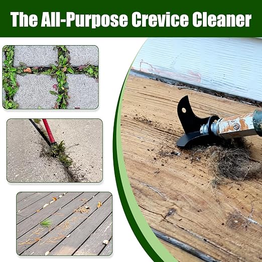 Weeding and Crevice Cleaning Tool, Fits Standard Push Broom Poles, 3PCS | Compatible with Standard Paint Handles,Clean Weeds and Dirt from Driveways, Patios, and Deck Gaps with Ease