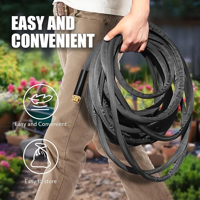 Relxitl Garden Hose 100ft, Flexible Water Hose with 10 Function Hose Nozzle, Lightweight, Tangle Free, Rust Proof for Yard, Watering(Black)
