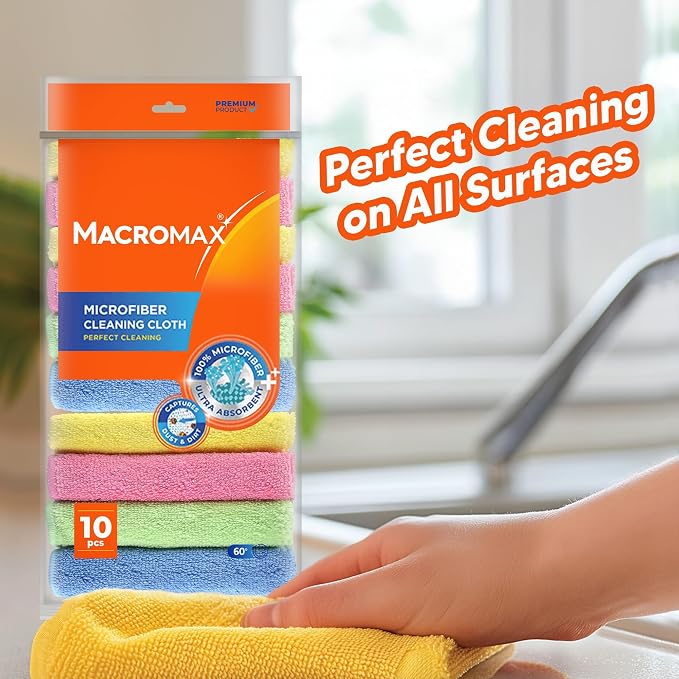 Macromax Cleaning Kit Bundle Sponges Scrubbers Microfiber Cloths Glass Towels Kitchen Set