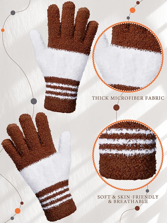 Patelai 3 Pairs Microfiber Dusting Gloves for Plants Leaf, Large | Gray, Orange, Brown,Plant Cleaning Gloves, Reusable Washable Gloves,House Furniture Blinds Dusting