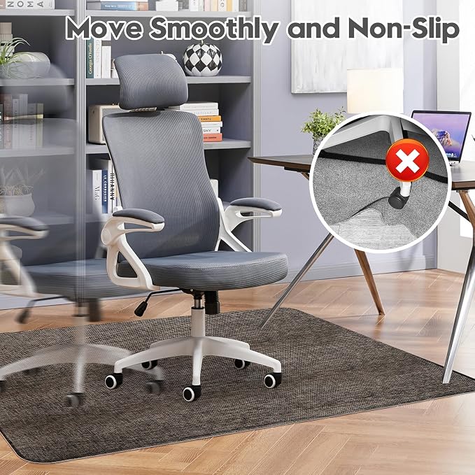Sycoodeal Office Chair Mat for Hardwood & Tile Floor, 48" x 60" Heavy Duty Computer Gaming Chair Mat for Rolling Chairs Non-Curve, Anti-Slip, Floor Protector for Home Office (Coffee)