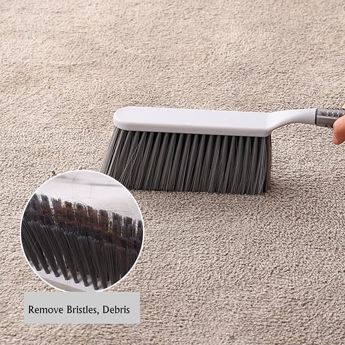 Dusting Brush, 13" Short Thick Firm Plastic Bristles Broom | Medium Handheld Dust Besom, Cleaning Heavier Litter, Workbench, Machine, Camping, Cloakroom, Gardening, Sofa