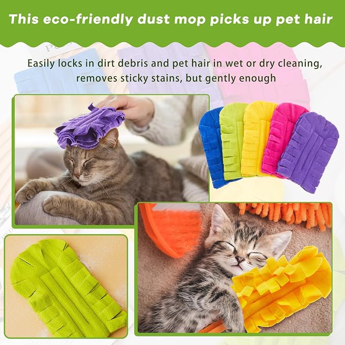 Zubebe 50 Pcs Reusable Duster Refills Fleece,Dark Color | Soft Polyester Fiber Flat Duster Refill Multi Surface Washable Cleaning Pad Tools for Home, Blinds, Car, Pet, Furniture, Fans