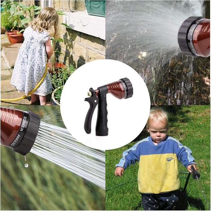 Water Hose Nozzle Spray Nozzle, Metal Garden Hose Nozzle with Adjustable Spray Patterns, Perfect for Watering Plants, Washing Cars