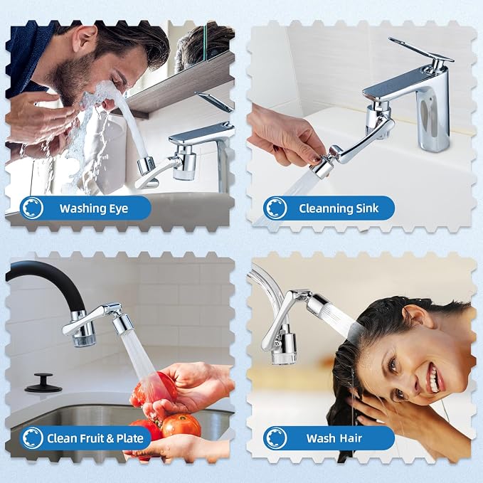 CECEFIN Sink Filter for Bathroom/Kitchen Water Faucet Extender, 1080 Swivel | 9pcs Cartridge,Reduce 99% Chlorine, NSF Test Water Filter for Skincare Face Wash, Brass Faucet Mount Purifier, 2-Mode Aerator
