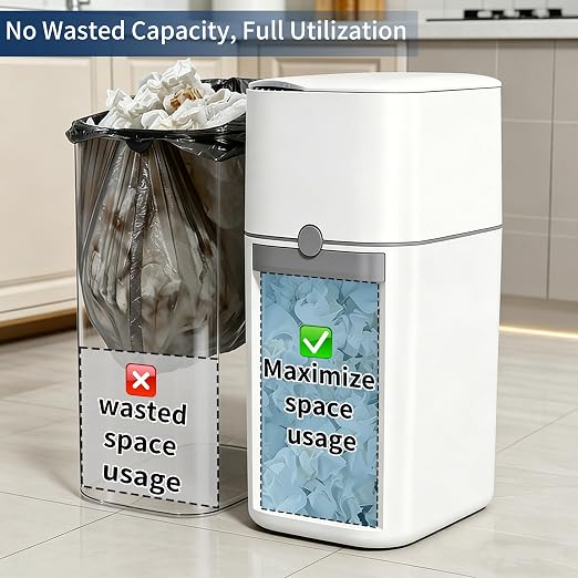 Automatic Bathroom Trash Can with Lid, 3 Gallon Slim Touchless Sensor Garbage Can, Small Smart Auto Bag Adsorption Trash Bin for Living Room, Bedroom, Office and Kitchen