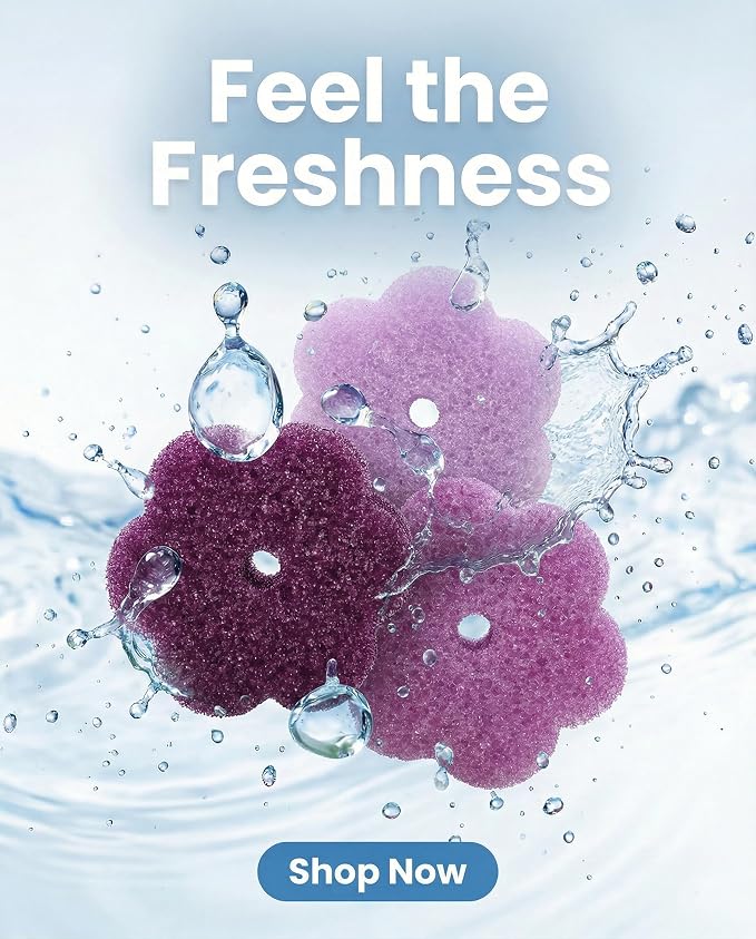 Scrub Flower Sponges, Temperature Sensitive, Non-Scratch, 3 Count | Firm when cold and soft when warm, these odor-resistant scrubbers clean dishes, kitchen surfaces and more.