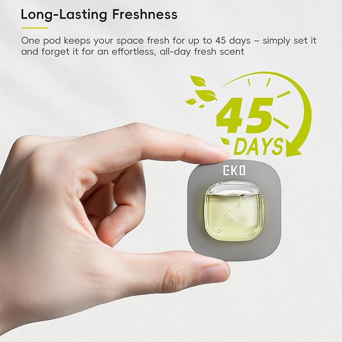EKO Refresh Deodorizer Pod Refills, 4-Pack | Plant-Based Trash Can Deodorizer & Garbage Odor Eliminator, Long-Lasting 45 Days Air Freshener Pods for Bathroom, Closet