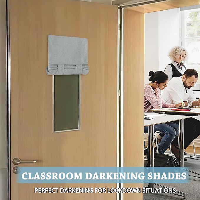RYB HOME Faux Linen Blended Curtain for Classroom Glass Window, Light Filtering Small Door Window Draperys Privacy for Kitchen Dinning Home,1 Panel, 12W x 40L inches,Light Grey