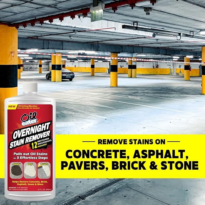 Overnight Stain Remover for Cleaning Oil Stains on Concrete, Driveway, Pavers & Garage Floors,White, AOD3232301 (Pack of 6)
