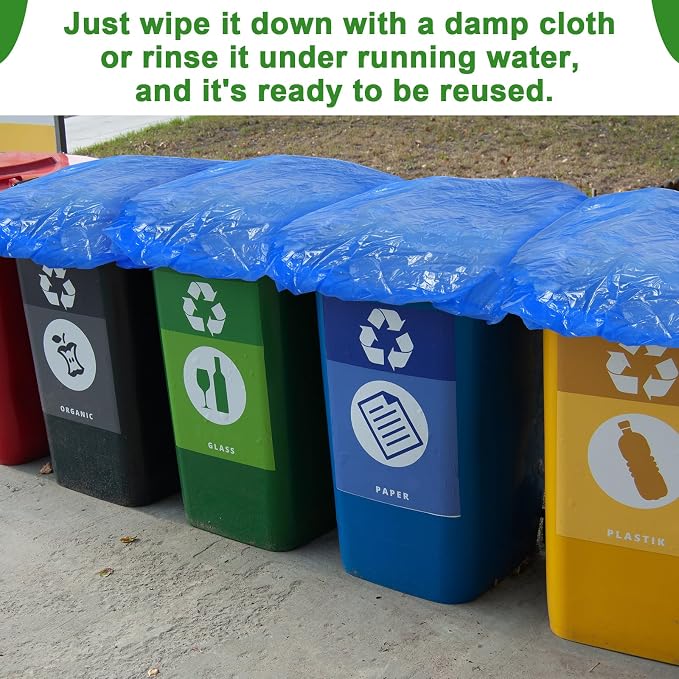 Yeaqee 12 Pcs Trash Can Covers Outdoor 90 Gallon Outside Extra Large Waste Container Cover Garbage Odor Smell Buster with Elastic Rubber Band Plastic Dustproof Cover for Household Kitchen Bin
