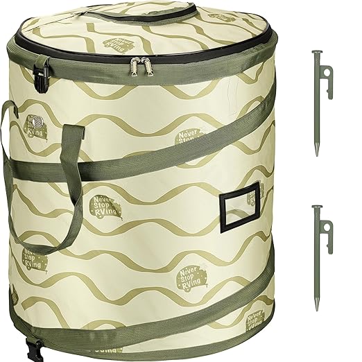 Pop-Up Trash Bin, Collapsible Trash Can, Green | with Removable Divider, for Camping, Laundry, Storage and Garden, Waterproof and Tear Resistance with Air Vent