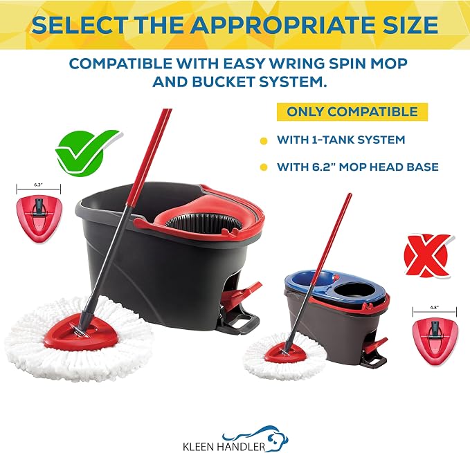 KLEEN HANDLER Microfiber Spin Mop Head Replacement, White 24 Pack | Compatible with O-Cedar EasyWring Tank 1 System, Highly Absorbent Machine Washable Mop Refill Household Cleaning Supplies