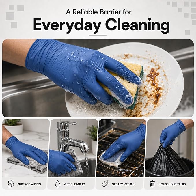 ForPro Disposable Nitrile Gloves, Chemical Resistant, Powder-Free, Latex-Free, Non-Sterile, Food Safe, 4 Mil