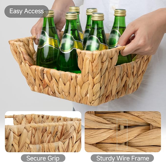 StorageWorks Wicker Storage Basket, Pantry Baskets, Water Hyacinth | Pantry Baskets for Patato and Onion Storage, Stackable Wicker Basket Organizer for Shelf, Woven Basket for Storage, 2-Pack
