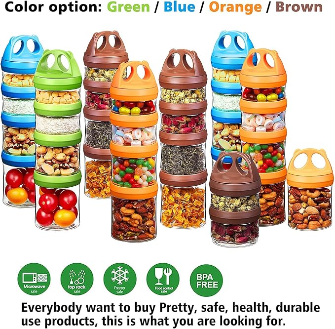 SELEWARE Blue Stackable Snack Containers for Kids Toddlers Adults, 31oz | Portable Food Storage Containers for Snacks Formula Powder Drinks and Travel, Twist Lock System Airtight Leak-proof BPA Free