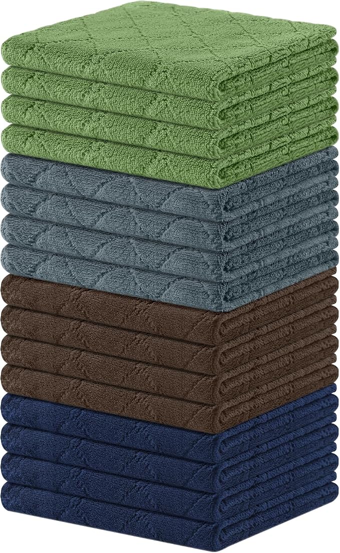Homaxy Super Soft Absorbent Coral Velvet Dish Cloths 16 Pack, 13" x 19" | Ultra-Absorbent Dishcloths, No Lint, Nonstick Oil, Fast Drying, Microfiber Cleaning Cloth