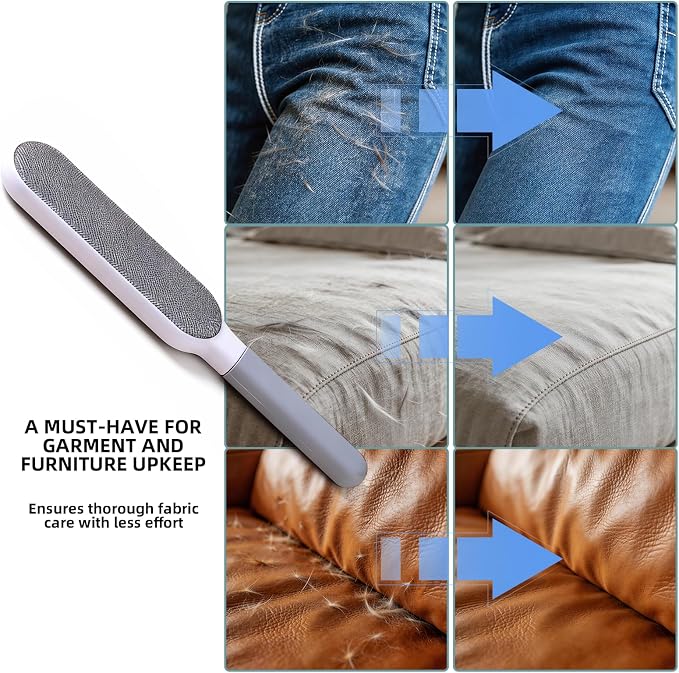Household Lint Brush - Double-Sided Reusable Lint Brush for Clothes & Pet Hair Remover,Cleaning Sofa Carpets (Gray)