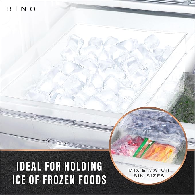BINO | Plastic Storage Bins, Large | THE HANDLER COLLECTION | Multipurpose Organizer Bins | Kitchen Pantry Organizers and Storage | Clear Containers for Organizing Home | Freezer Organizer (Pack of 2)