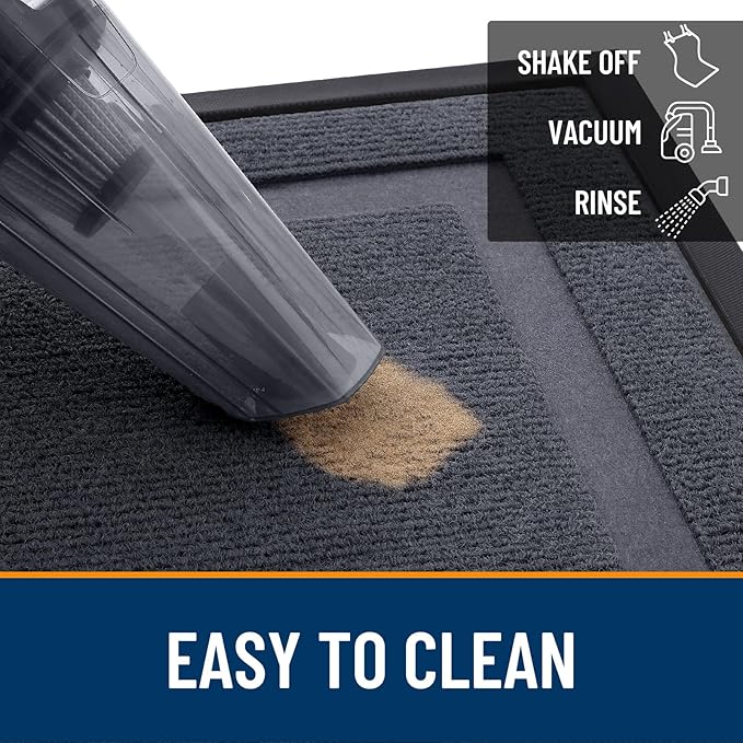 OLANLY Front Door Mat Outside 47x23, All-Season Heavy-Duty Rubber Doormat | Light Grey, Absorbent, Stain Fade Resistant, Waterproof Non-Slip Backing, Low-Profile Indoor Outdoor Floor Mat for Entryway