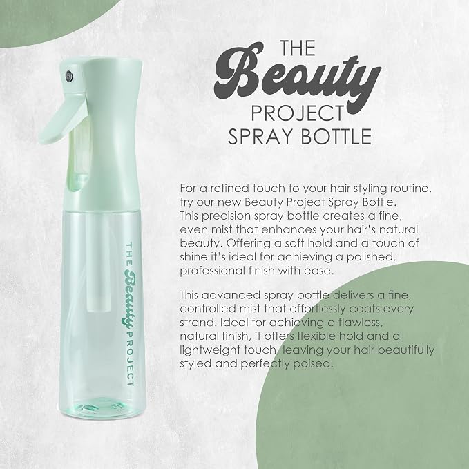 Spray Bottle Mister for Hair - Continuous Mister, Fine Water Mist, Trusted by Professional Salons & Barbers, 10.1oz - Clear Bottle (Sage)