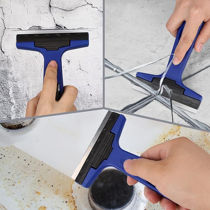 4" Razor Blade Scraper Tool with 10PCS Blades for Cleaning | Scraper Tool for Cleaning Window, Glass, Tile, Floor, Sticker Remover for Wallpaper, Paint, Caulk, Adhesive, Tint, Decal