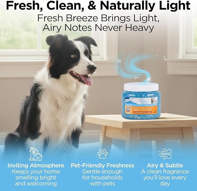 Arm & Hammer Pet Scents Deodorizing Gel Beads, Fresh Breeze, 12 Oz | Long-lasting odor control for rooms, closets, and small spaces, no plug-in or spray needed