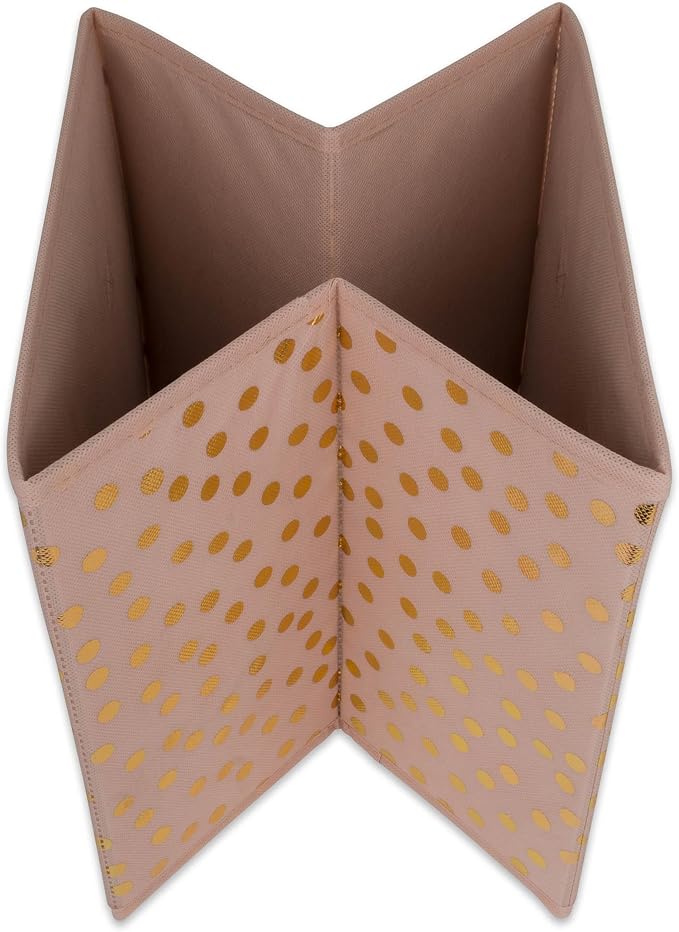 DII Woven Polyester Storage Bin, Polka Dot, Pink & Gold, Small Set of 4
