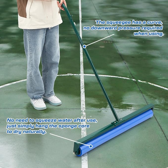 Suclain 36 Inch Tennis Court Squeegee PVA Foam Sponge Roller Lightweight Removes Water Quickly Clear Floors Tool for Tennis Basketball Sports Courts Garages