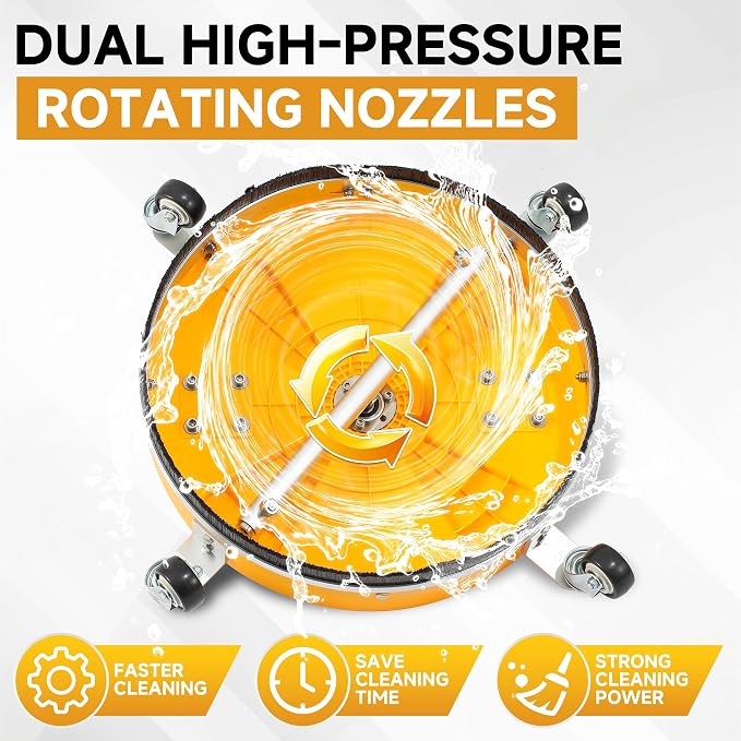 RIDGE WASHER Power Washer Surface Cleaner with Dual Handle, 16.5 Inch | Pressure Washer Surface Cleaner with 4 Wheels, 4000 PSI, For Driveways, Sidewalks, Patios, Decks
