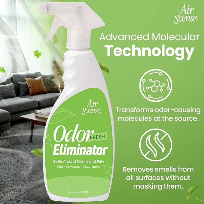 Air Scense Odor Eliminator Spray for Home, Fabrics & Pet Odors, 3 Pack | Neutralizes odors at the source | Pet and organic odors | Fabrics and household surfaces