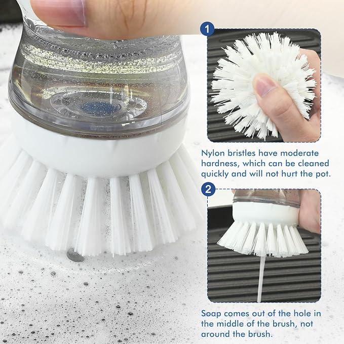 Palm Brush Refills for OXO Soap Dispensing Dish Brush | 6 Pack Cleaning Replacement Brush Head for OXO Palm Brush