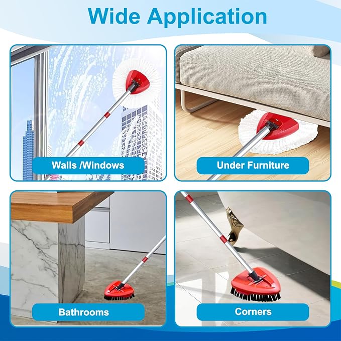 8-Pack Spin Mop Head Replacement for O Cedar Easywring 1-Tank System | Microfiber 100% Reusable Mop, 6 Mop Heads+1 Mop Base and 1 Scrub Brush Combo Set